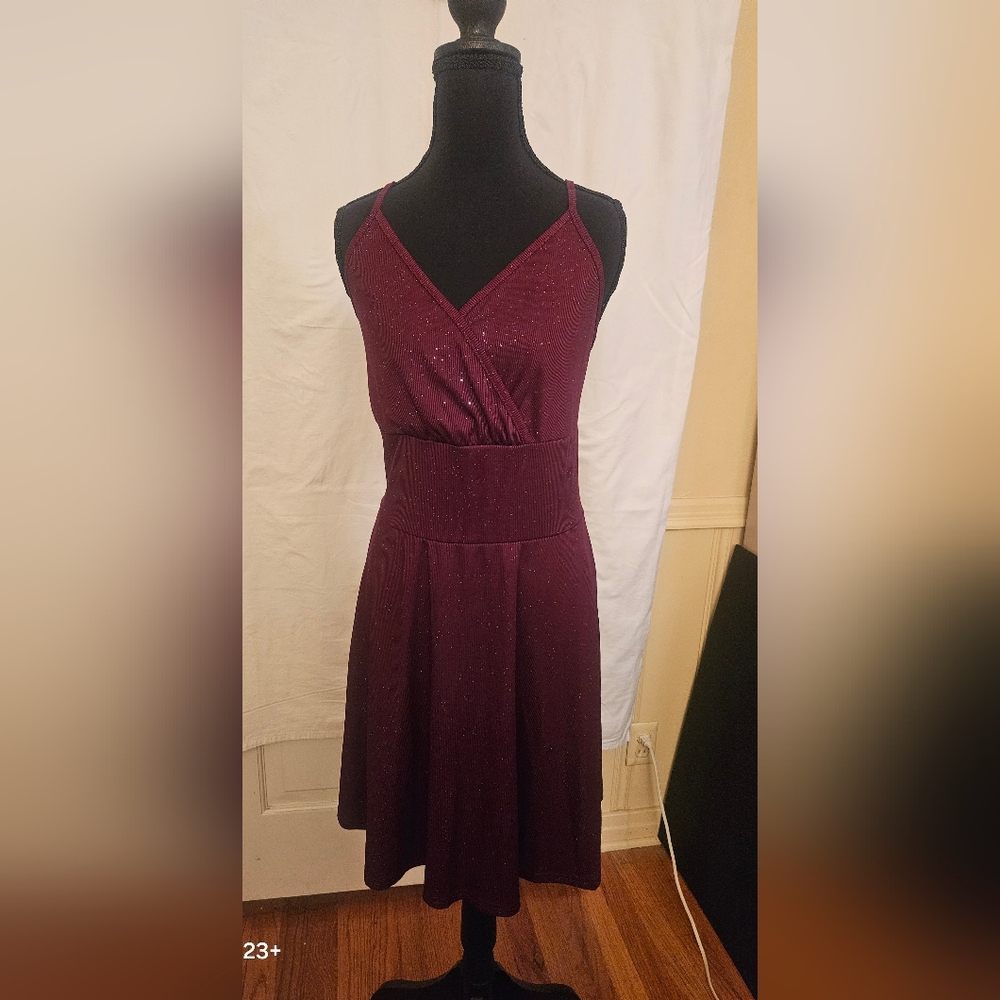 Shein Burgundy Sparkle Fit & Flare Dress | Size 1X | NWOT